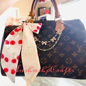 Bow Handbag Charm Double Chain Accessory